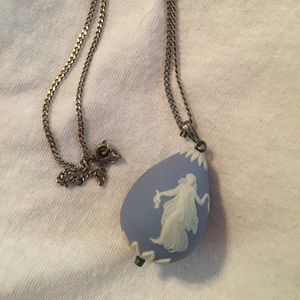 Rare- light blue glass necklace drop Wedgewood